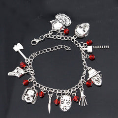 Chucky Face Stephen Kings IT Penny Wise Jason Hockey Horror charm bracelet