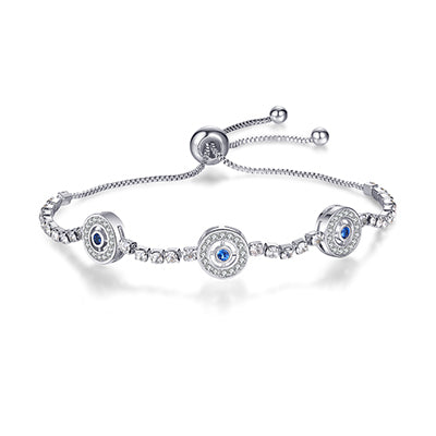 Adjustable Trendy Silver Plated Blue Crystal CZ Eyes Bracelets For Women Wedding fashion Jewelry Charming Bracelet & Bangles