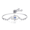 Adjustable Trendy Silver Plated Blue Crystal CZ Eyes Bracelets For Women Wedding fashion Jewelry Charming Bracelet & Bangles