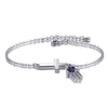 Adjustable Trendy Silver Plated Blue Crystal CZ Eyes Bracelets For Women Wedding fashion Jewelry Charming Bracelet & Bangles