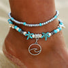 IF ME Bohemian Multiple Layers Starfish Turtle Beads Anklets For Women Vintage Boho Shell Chain Anklet Bracelet Beach Jewelry